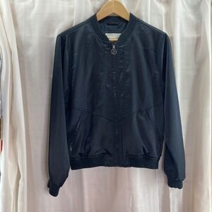 Abercrombie Fitch Black Bomber Jacket Zip Up Pockets Ribbed Collar Cuffs Women S